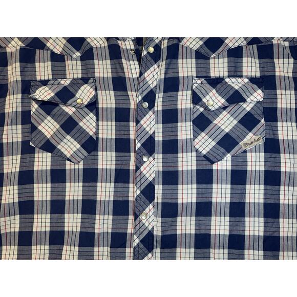 Wrangler Wrancher VTG 3XL Western Pearl Snap Shortsleeved Button Up Snap - Picture 3 of 5